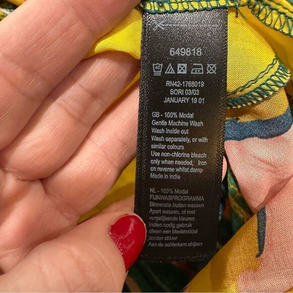 MONSOON VERADERO MIX PRINT CAMI TOP TROPICAL YELLOW PALM LEOPARD NWT Size M - Picture 10 of 11